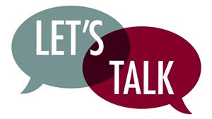 Speach bubbles that say lets talk