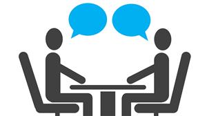 two people talking