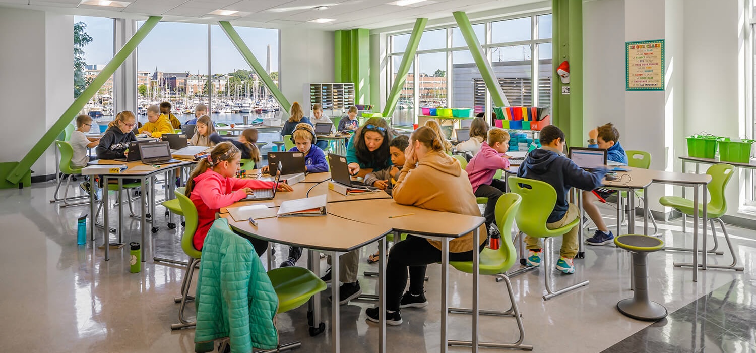 Students sitting in a classroom